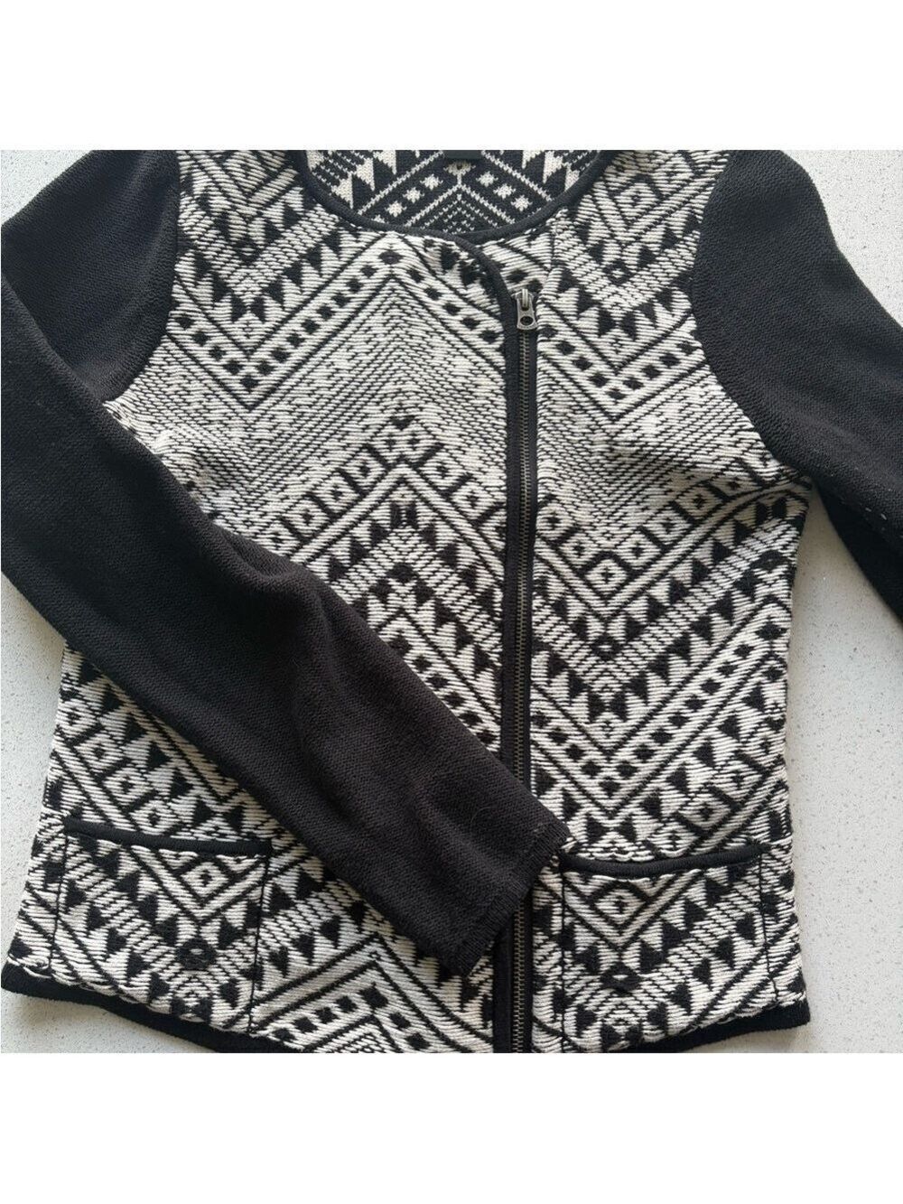 Lucky Brand Black and White Knit Cardigan ladies medium